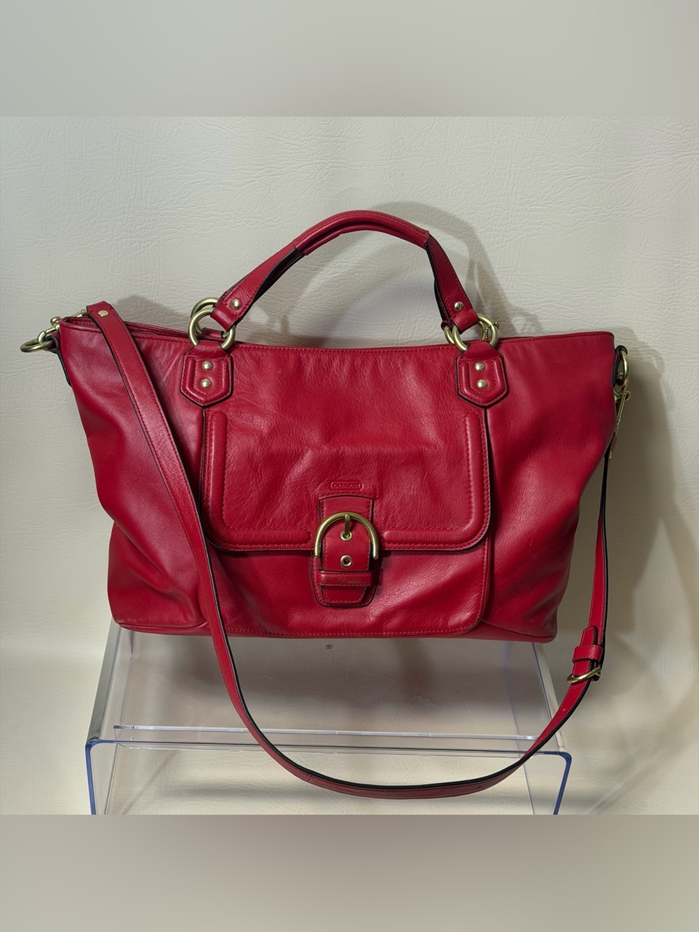 Coach Beautiful Large Red Leather Handbag